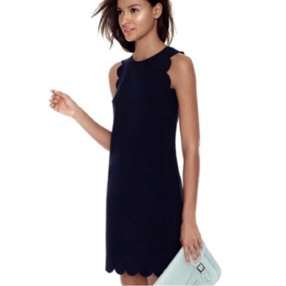 J. Crew Navy Scalloped Dress